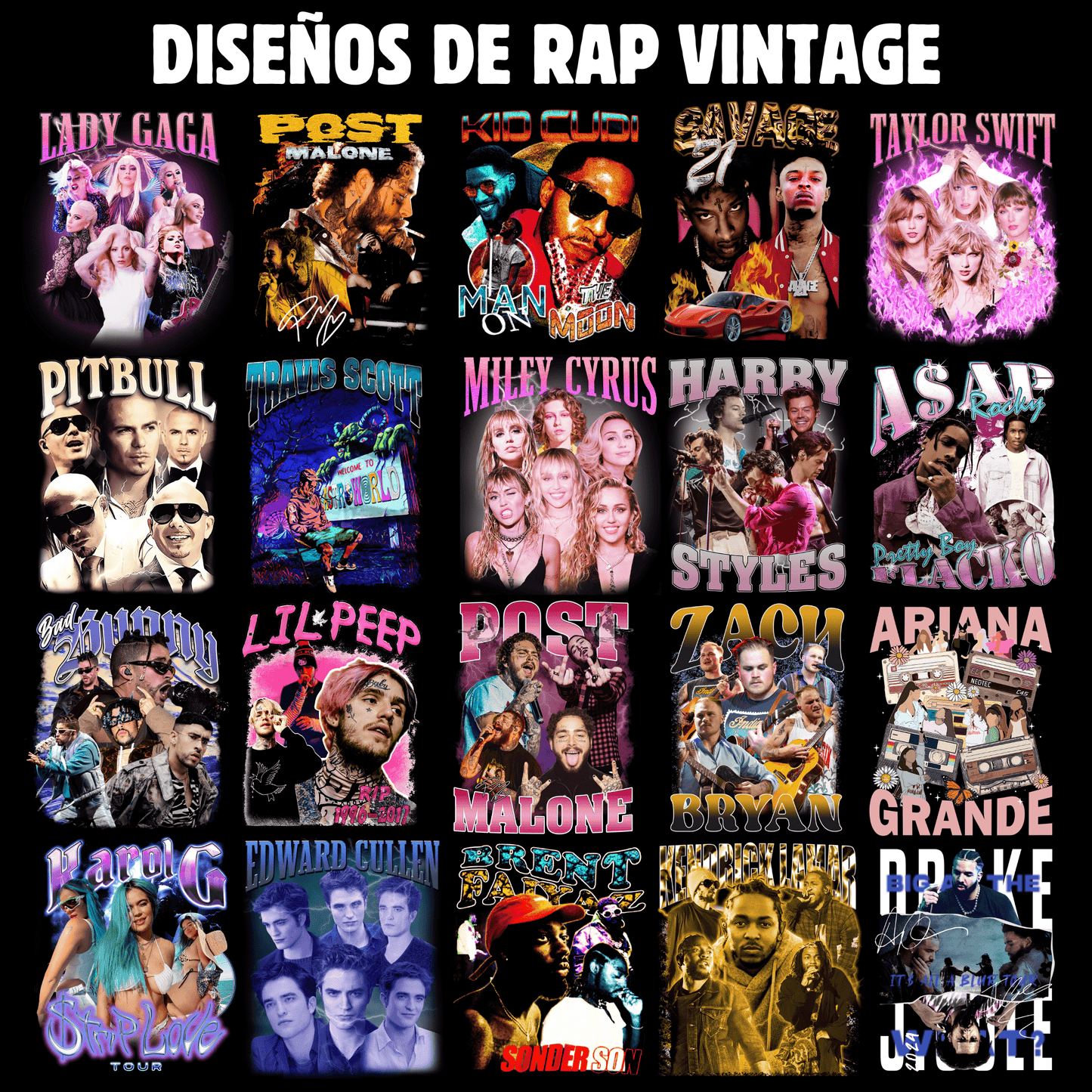 DISEÑOS BOOTLEG - Estilo RAP VINTAGE en TENDENCIA de Artistas Variados