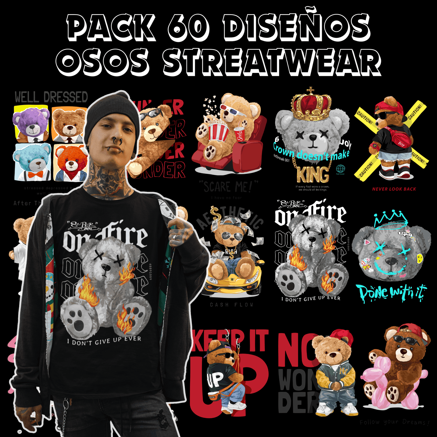 PACK DISEÑOS OSOS STREETWEAR