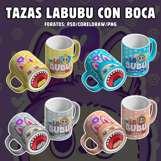 TAZAS DISEÑOS LABUBU CON BOCA